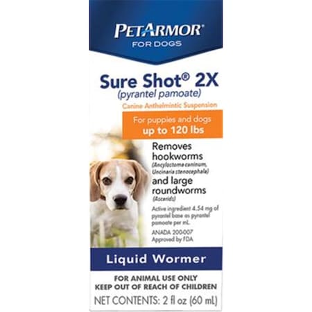 Pet Armor Plus 2716 2 oz PetArmor Vetscription Sure Shot 2x Liquid Wormer for Dogs 290611